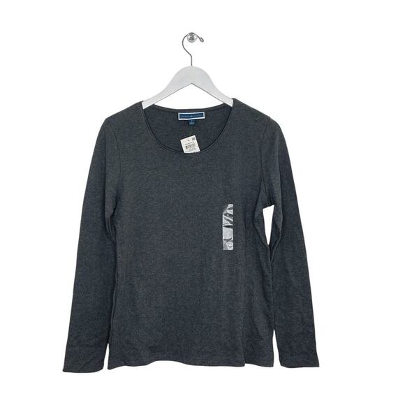 Karen Scott Charcoal Heather Scoop Neck Long Sleeve Top Size XS NWT - Picture 1 of 4